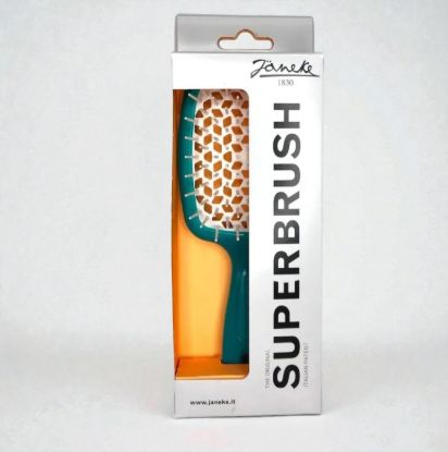  Зображення Janeke Superbrush the original гребінець продувна, щітка для волосся бірюзового кольору з білим 